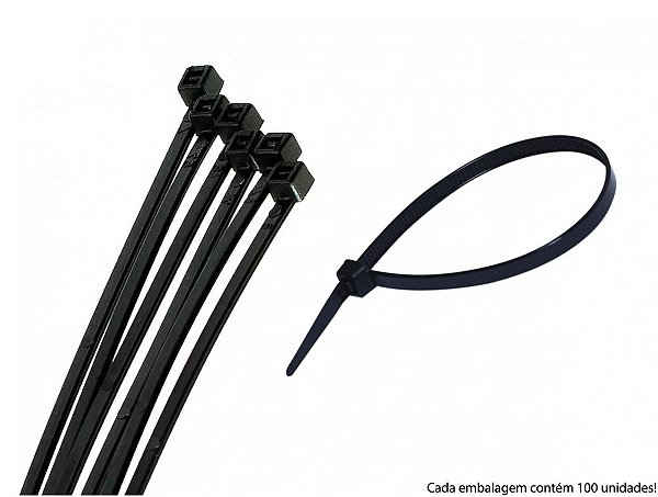HellermannTyton Abraçadeira T80I UV Preta – 300 x 4,7 mm (Embalagem com 100 unidades)