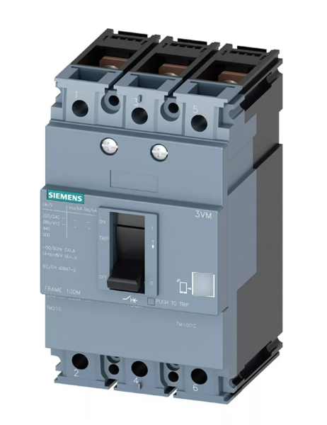SIEMENS 3VM1010-2ED32-0AA0 – Disjuntor-Caixa Moldada 3VM1 3P 100A / 16 kA