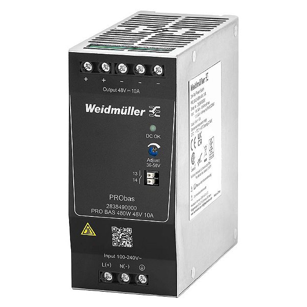 WEIDMULLER Fonte Chaveada PRO BAS MONO 48V 10A 480W 2838490000