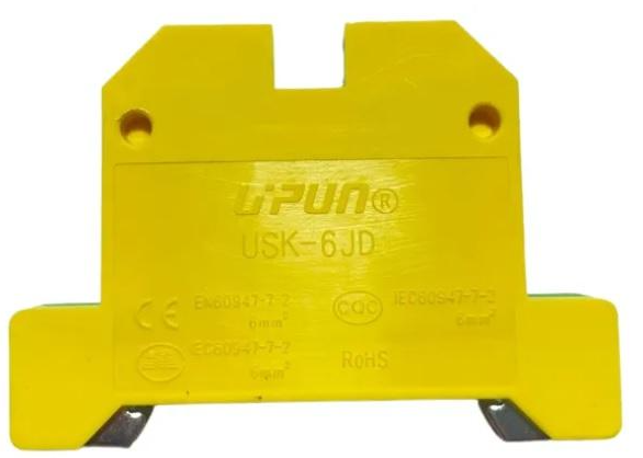 UPUN USK-6-JD – Borne Terra Verde/Amarelo 6mm² | Conexão Parafuso