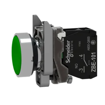 SCHNEIDER XB4BA31 – Botão Metálico Verde Ø22mm 1NA Pulso