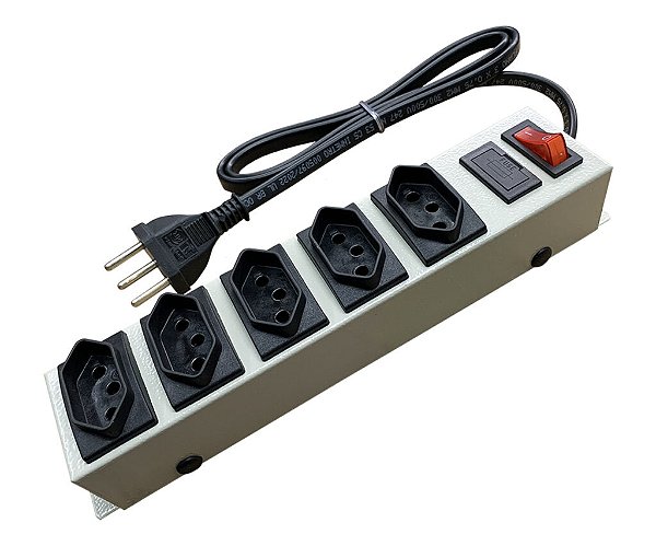 MULTICRAFT PL5T 20698 – Filtro de Linha Metálico 5 Tomadas 2P+T 10 A com LED | Power Line