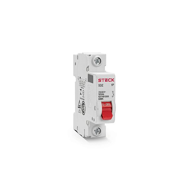 STECK SDZD61C10 – Mini Disjuntor 1P 10A Curva C 6kA