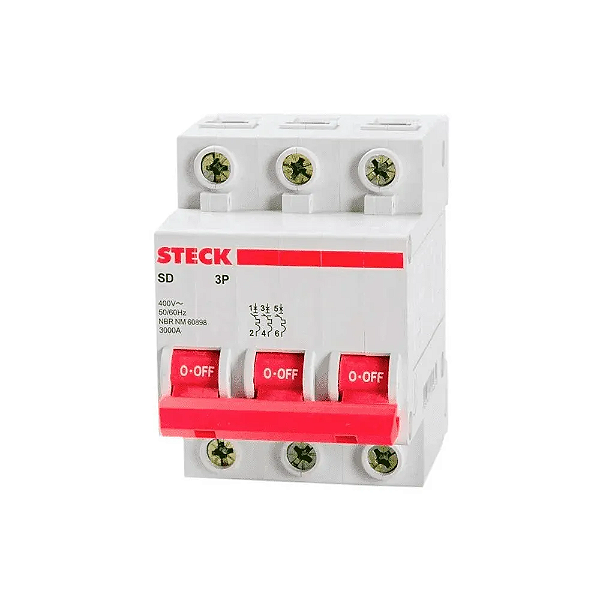 STECK SDD63C04 – Disjuntor Tripolar 4A 3kA 230/440V | Curva C