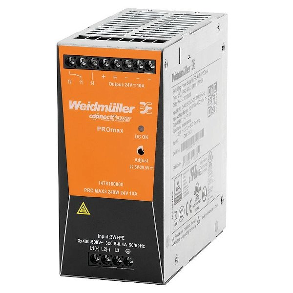 WEIDMULLER Fonte Chaveada PRO MAX3 Trifásica 24VCC 10A 240W 1478180000