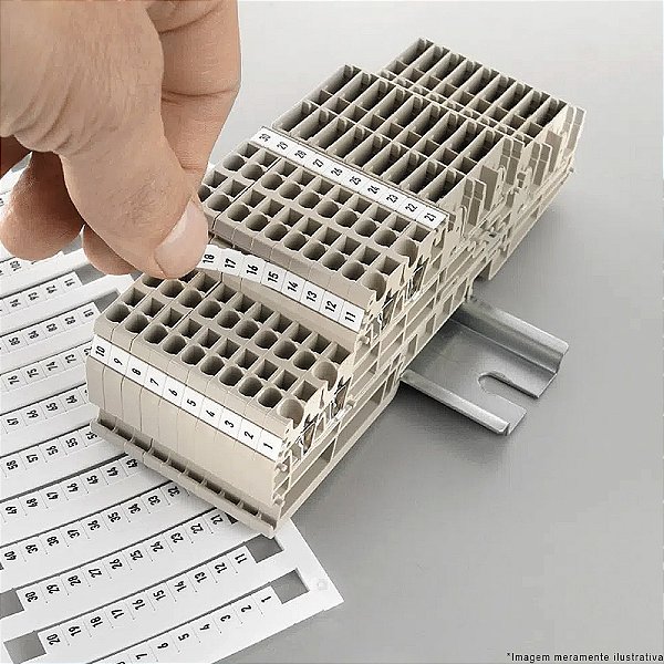 WEIDMÜLLER DEKAFIX GW 5/5 – Identificador de Conectores com Gravação Horizontal Repetida Letras e Símbolos | Cartela com 50 Peças