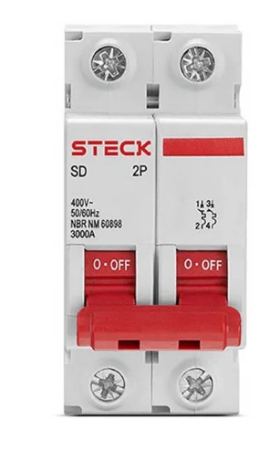 STECK SDD62C04 – Disjuntor Bipolar 4A 3kA 220/380V | Curva C