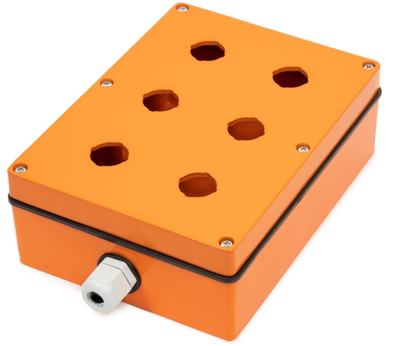 WERIX BTA – Caixa Botoeira Metálica Alumínio Laranja IP66 | Furação Ø22mm