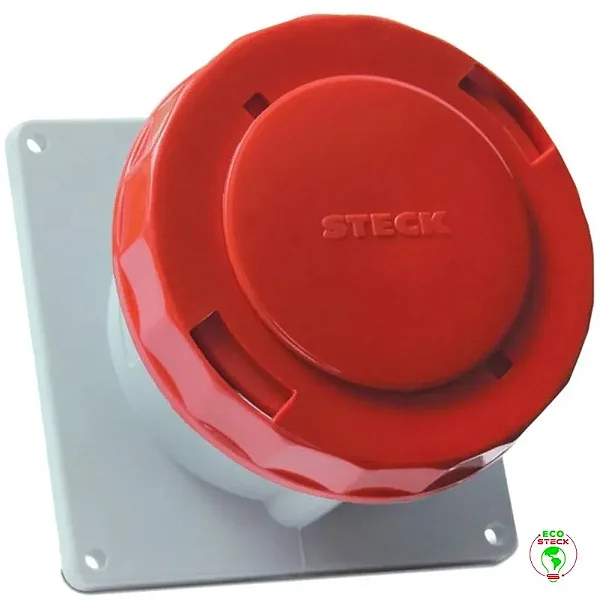 STECK N4546 – Tomada Embutir Vermelha 63A 3P+T 380/440V 6H IP67 | Newkon