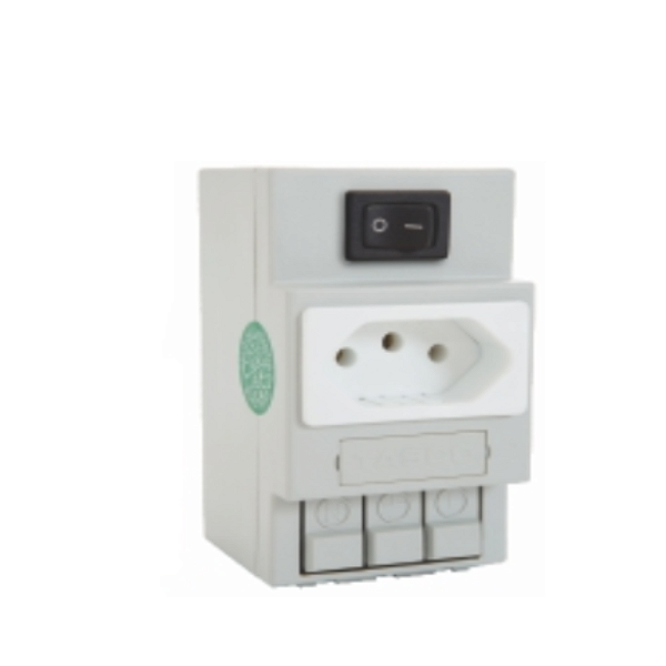 TASCO – Tomada Auxiliar para Trilho DIN NBR 14136 | Com Interruptor