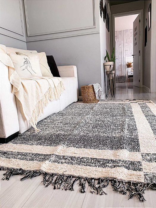 Tapete De Sala Boho Em Algodao Tear 2,00x3,00 Escandinavo - Util em casa  Home e Decor