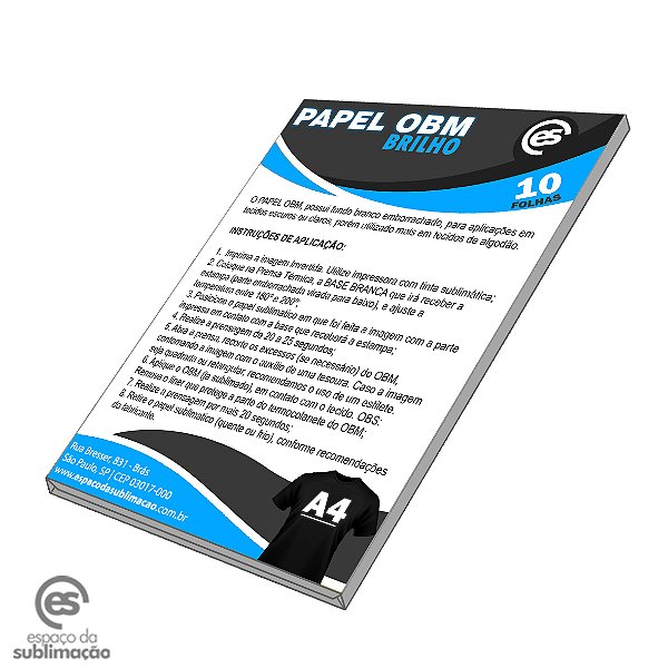 Papel OBM Brilho A4 pct c/10 folhas - Espaço da Sublimação - Tudo para  sublimação e transfer