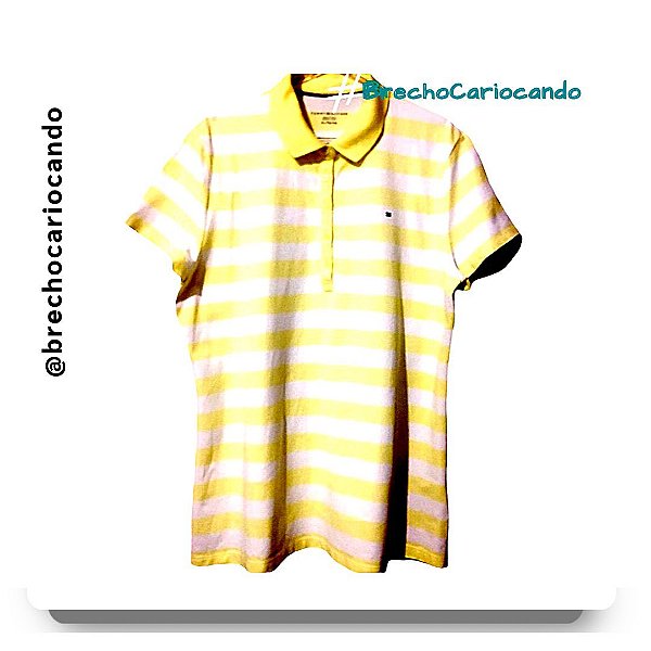 Camisa Polo T.H. Original Americana Amarela e Branca
