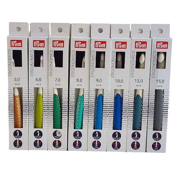 Agulha para Crochê Prym Modelo Ergonomic -de 3 mm a 15 mm