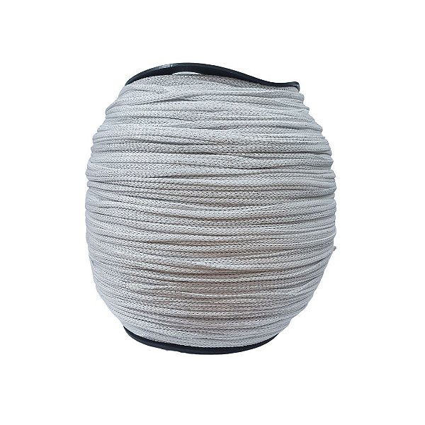 Fio de Poliéster 4mm HassTextil-101-Branco com Lurex Prata