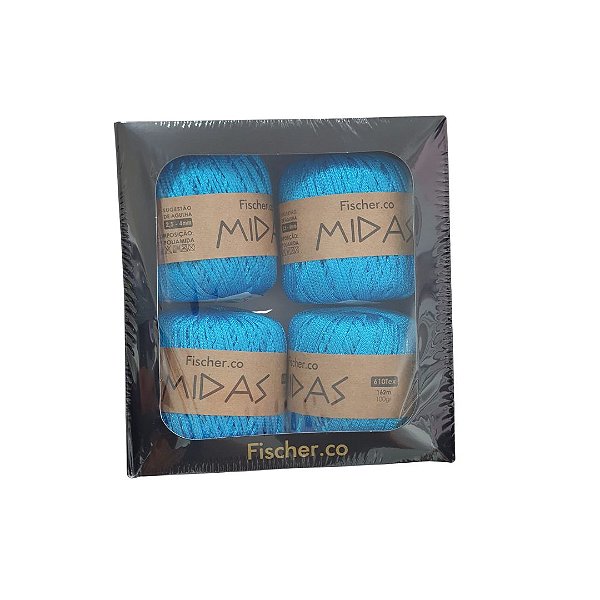 Kit Fio Midas 4 rolos 162 mts - Cor Turquesa - Fischer