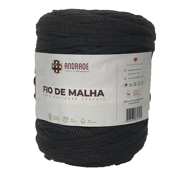 Fio de Malha Residual Andrade-Cinza Mescla Preto