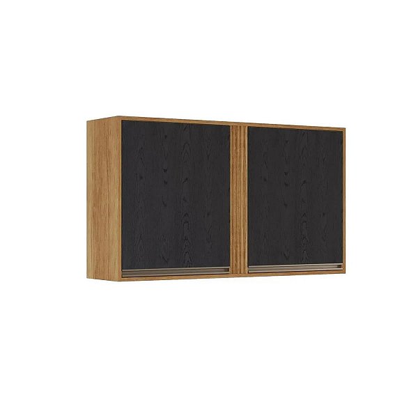 Armário Aéreo Pérola 2 Portas - Sallêto Cinamomo/Preto