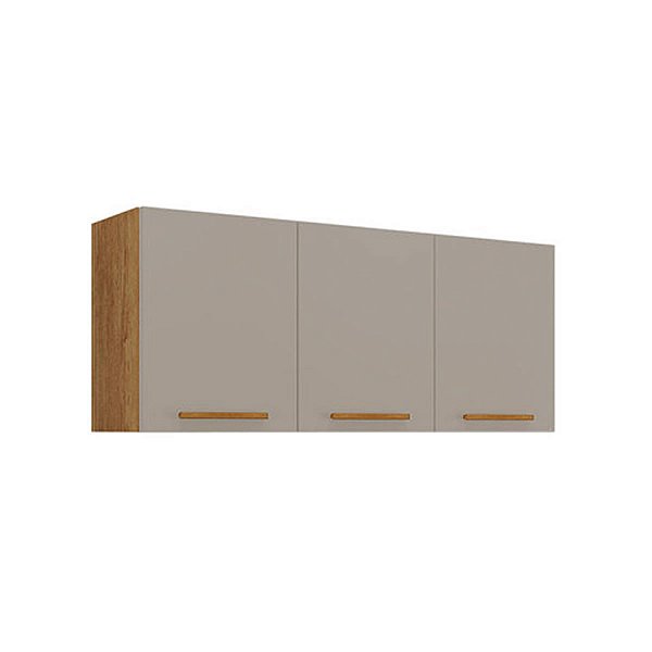 Armário Aéreo De Cozinha 3 Portas New Valencia - Sallêto Cinamomo/Off White