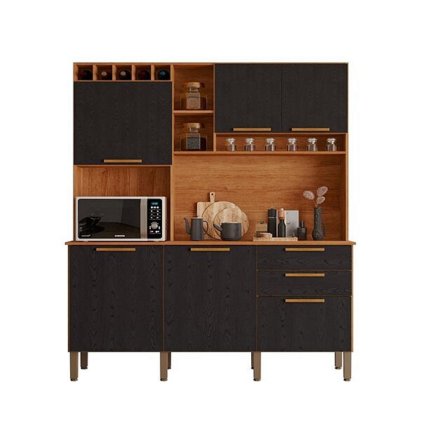 Cozinha Compacta New Topázio - Sallêto Cinamomo/Grafite