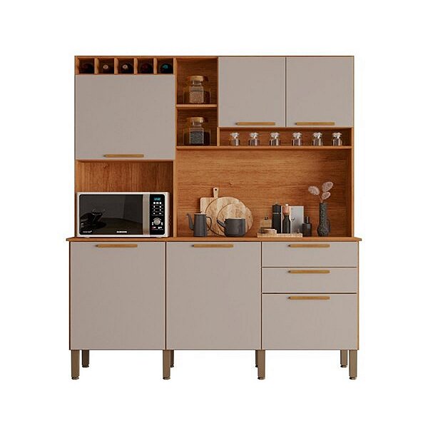 Cozinha Compacta New Topázio - Sallêto Cinamomo/Off White