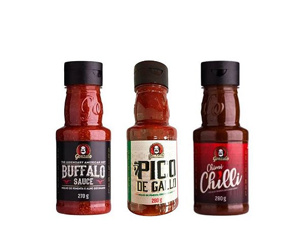 Kit molhos de pimenta 3 unidades gonzalo