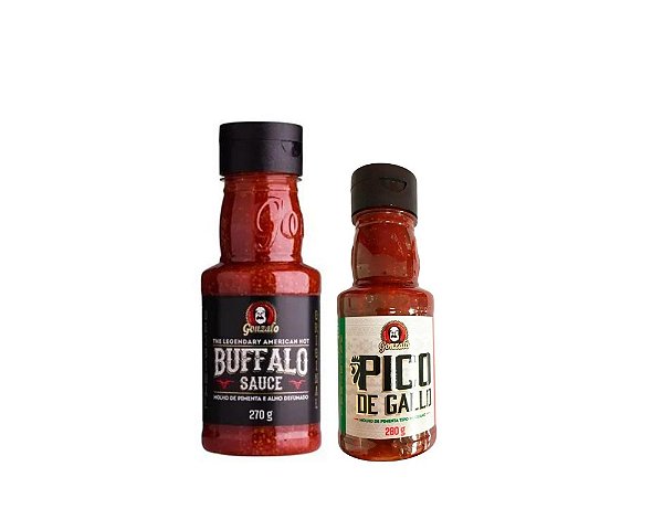 Kit molho de pimenta Buffalo sauce com pico de galo gonzalo