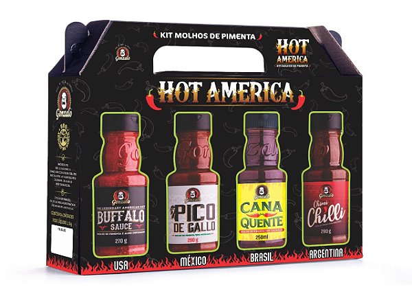 Kit com 4 molhos de Pimenta Sabores da America Gonzalo