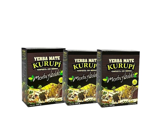 Kit 3 Erva mate de tereré Kurupi menta y boldo original