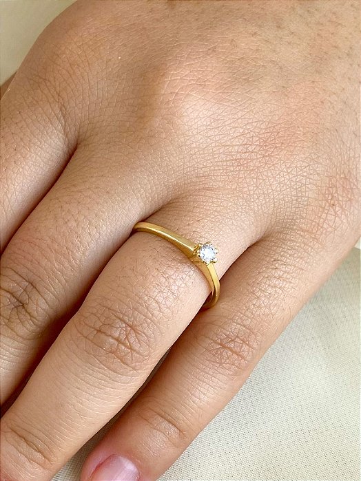 Anel Solitário - Semijoia 18k - MA03-774