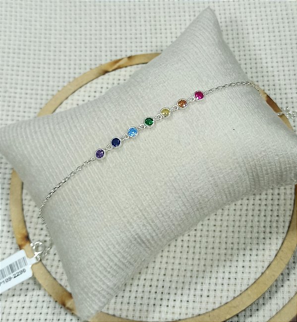 Pulseira 7 Chakras Pedras Color - Prata 925 - MP109-21126
