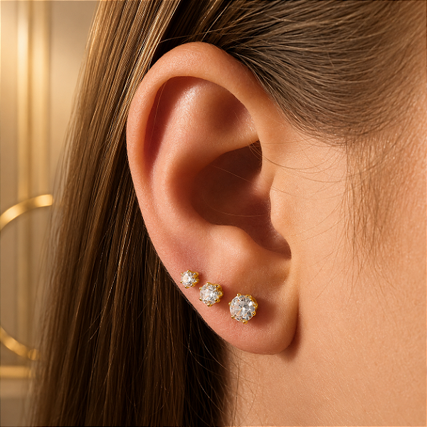 Trio Pedra zircônia - Semijoia 18k - MB349-470