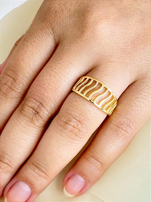 Anel Trabalhado - Semijoia 18k MA58-1272