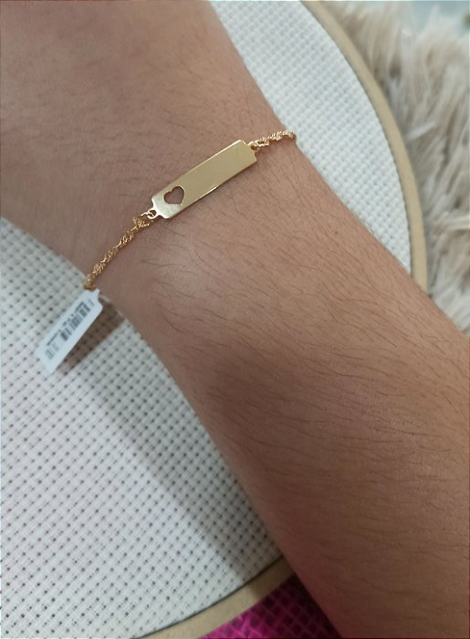 Pulseira Infantil Plaquinha - Semijoia 18k - MP172-1066