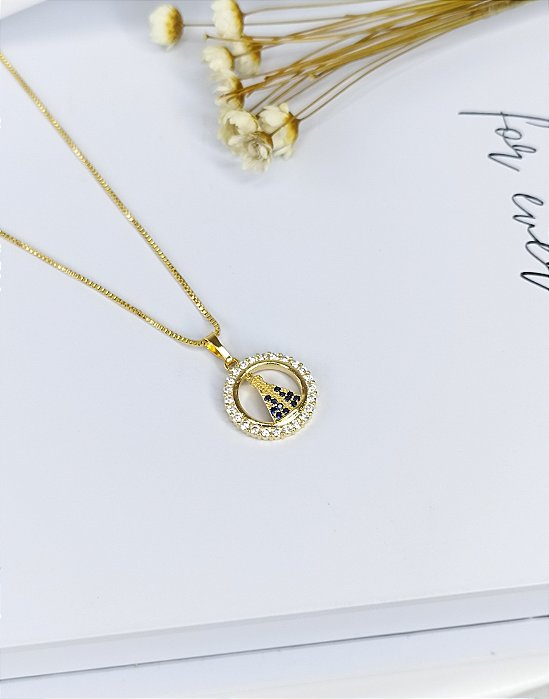 Gargantilha Nossa Senhora Cravejada - Semijoia 18k - MC312-1696
