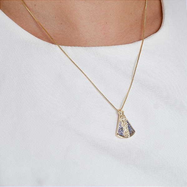 Gargantilha Nossa Senhora Cravejada - Semijoia 18k MC313-28168
