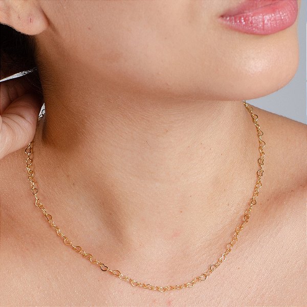 Gargantilha Coração Vazado - Semijoia 18k - MG532-18170