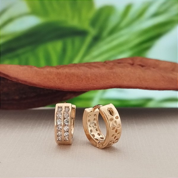 Argola Cravejada Dupla Semijoia 18k- MB414-960