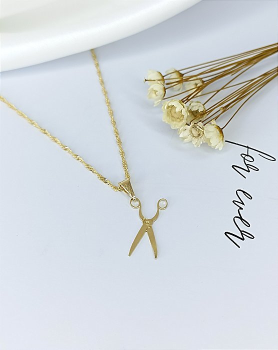 Gargantilha Tesoura Semijoia 18k-C446-1060