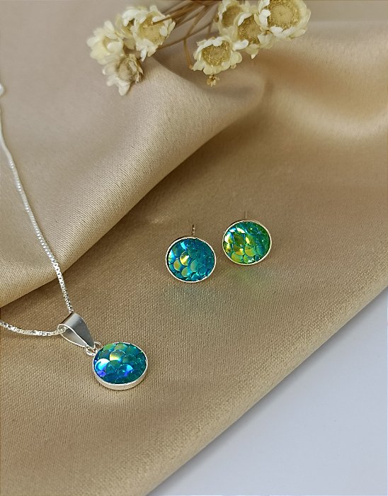 Conjunto Sereia Color Prata 925 - 8mm - v15 - 45cm - MC412-33146