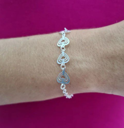 Pulseira 4 Corações Prata 925 - 20cm - MP205-1984