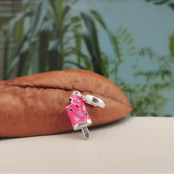 Berloque Picolé Rosa - Prata 925 - MBL42-19124