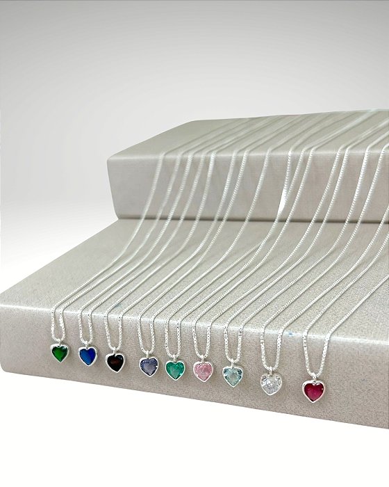 Gargantilha Ponto de Luz Coração Color - Prata 925 - MC510-1368