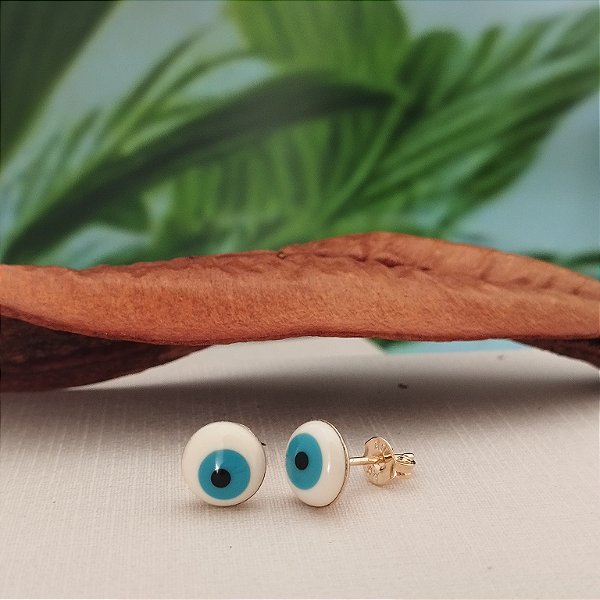 Brincos Olho Grego 8 mm - Semijoia 18k