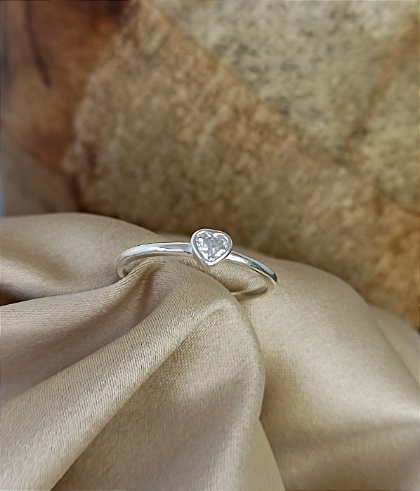 Anel Coração Prata 925 com Pedra - MA97-1672