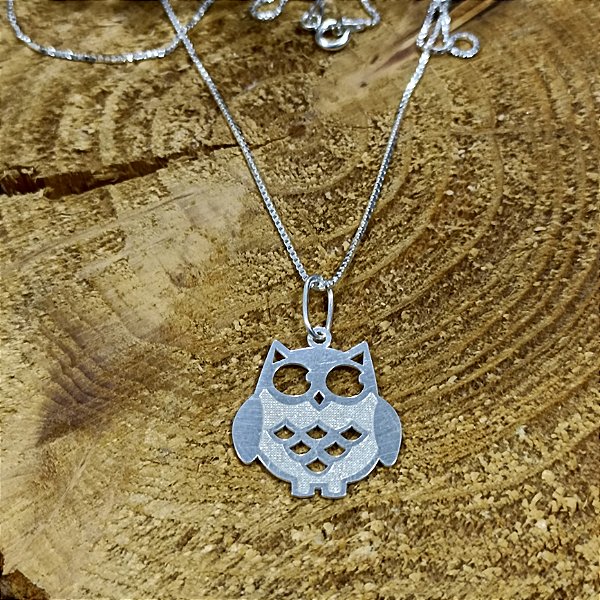 Gargantilha Coruja Prata 925 - V15 - 45 cm