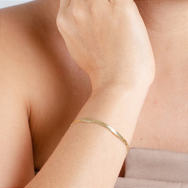 Pulseira Laminada - Semijoia 18k - 16 cm - MP319-12140