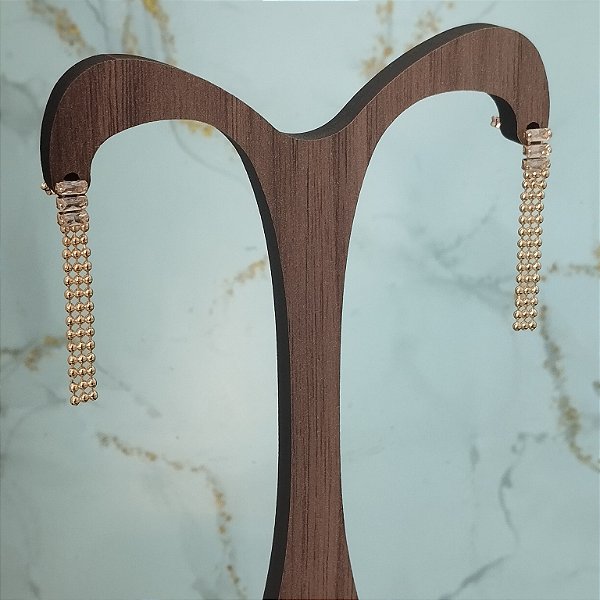 Brinco Longuinho Bolinhas - Semijoia 18 k