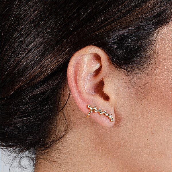Brinco Ear Cuff Cravejado - Semijoia 18k - MB797-1596