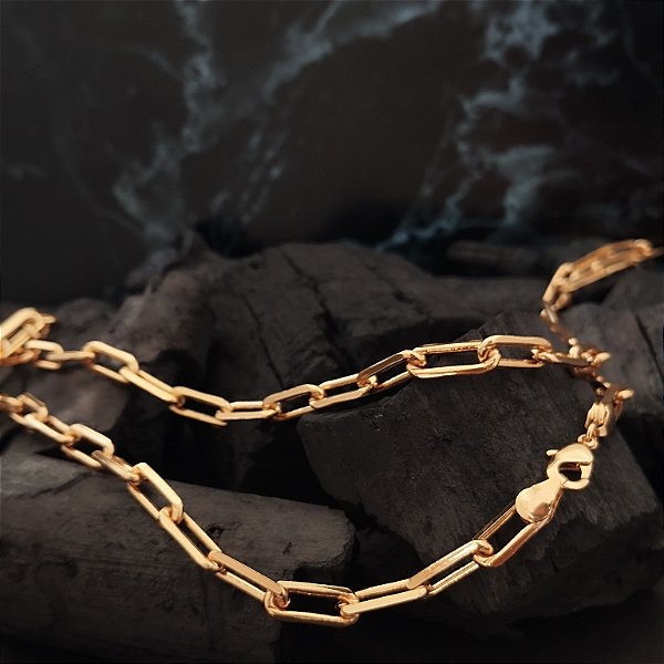 Corrente Masculina Elo Cartier - Semijoia 18k- 70 cm - 6 mm